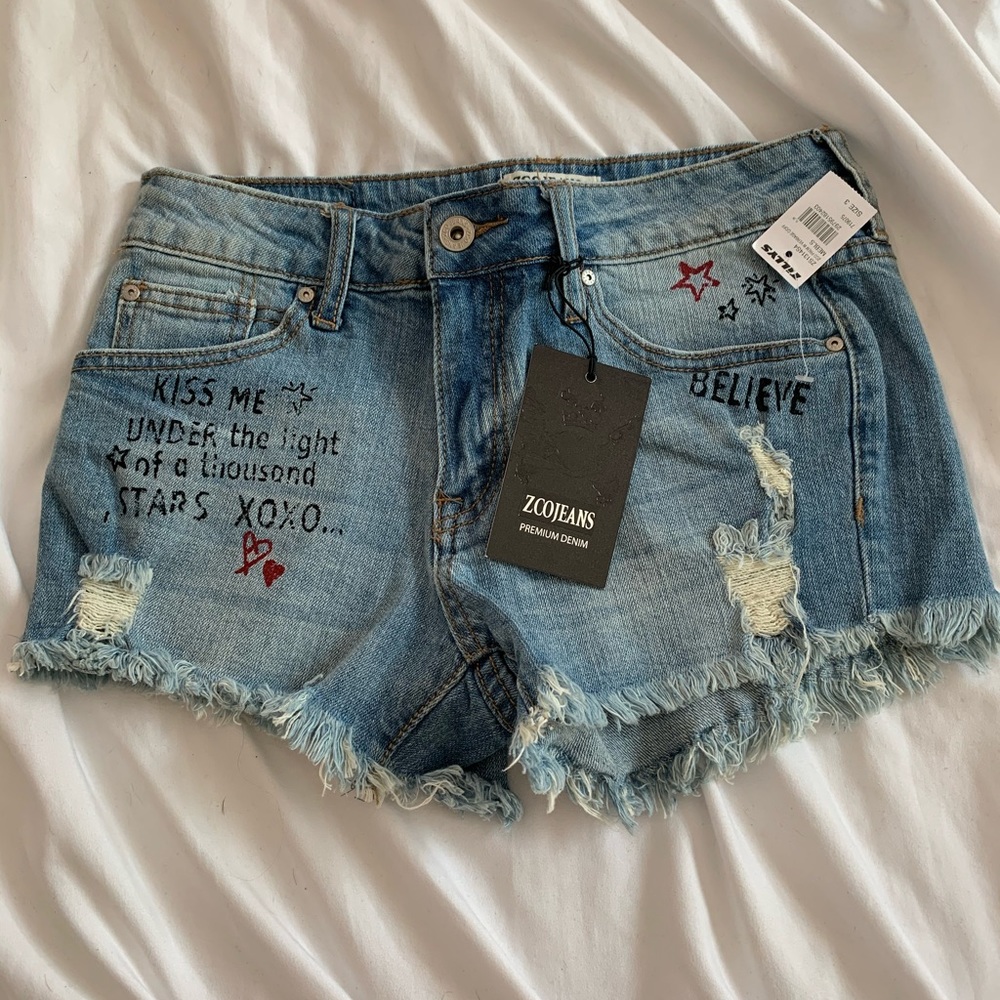 shorts with writing and design